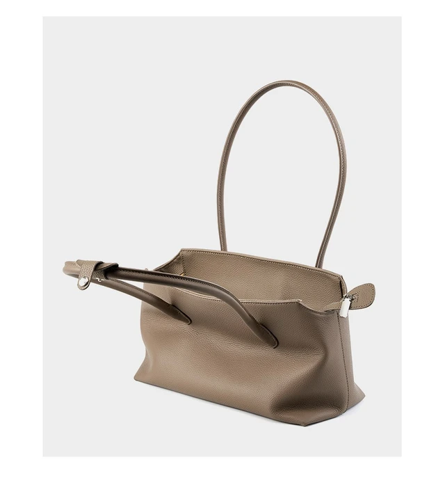 Alt view image 6 of 6 - Women Genuine Leather Shoulder Purses and Handbags Grey