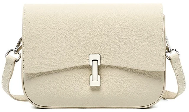 Main image of Genuine Leather Women Square Crossbody Shoulder Purse Flap Satchel Handbag White