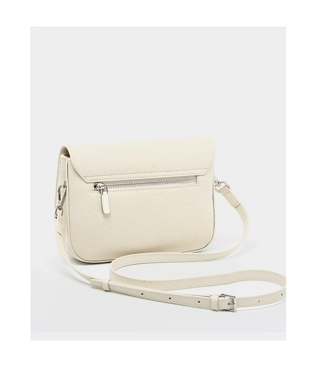 Alt view image 4 of 4 - Genuine Leather Women Square Crossbody Shoulder Purse Flap Satchel Handbag White