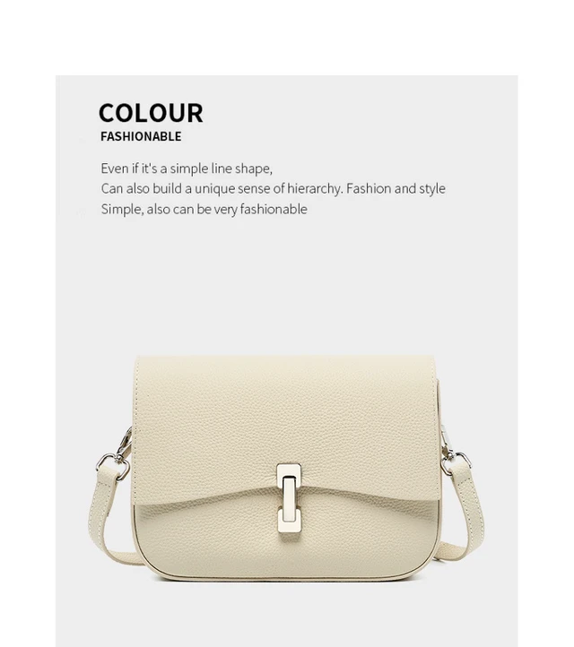 Alt view image 2 of 4 - Genuine Leather Women Square Crossbody Shoulder Purse Flap Satchel Handbag White