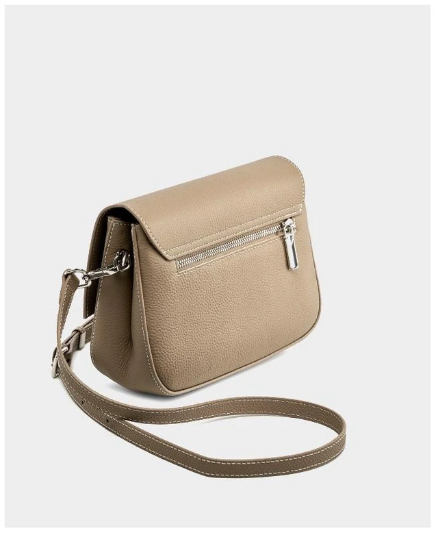 Alt view image 2 of 4 - Genuine Leather Women Square Crossbody Shoulder Purse Flap Satchel Handbag Grey