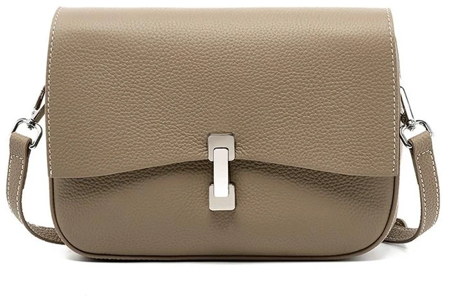 Main image of Genuine Leather Women Square Crossbody Shoulder Purse Flap Satchel Handbag Grey