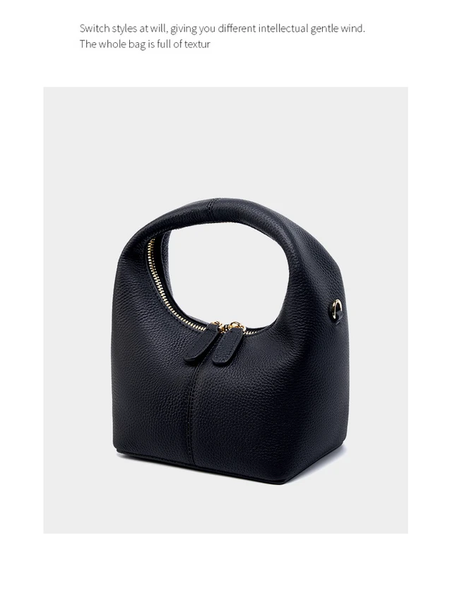 Alt view image 3 of 3 - Genuine Leather Women's Small Crossbody Bags Lady Cow Leather Shoulder Handbag Black