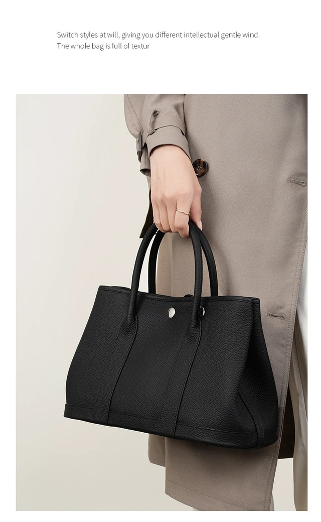 Alt view image 2 of 4 - Women Genuine Leather Tote Bag Handbags Black