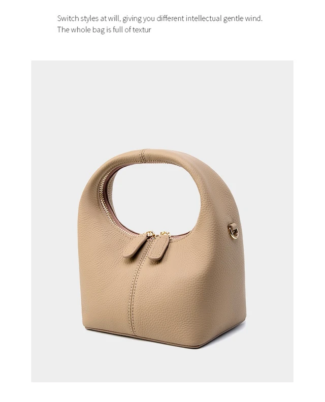 Alt view image 3 of 3 - Genuine Leather Women's Small Crossbody Bags Lady Cow Leather Shoulder Handbag Grey
