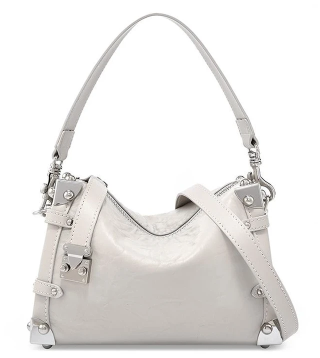 Main image of Women Genuine Leather Shoulder Purses and Handbags Ladies Roomy Tote Bags White
