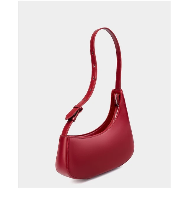 Alt view image 2 of 3 - Genuine Leather Women Small Shoulder Purse Handbag Red