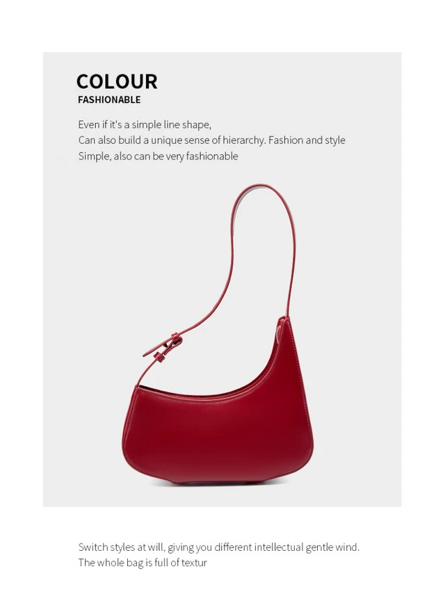 Alt view image 3 of 3 - Genuine Leather Women Small Shoulder Purse Handbag Red
