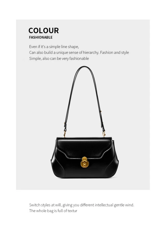 Alt view image 2 of 3 - Genuine Leather Womens Fashion Shoulder Bags Black
