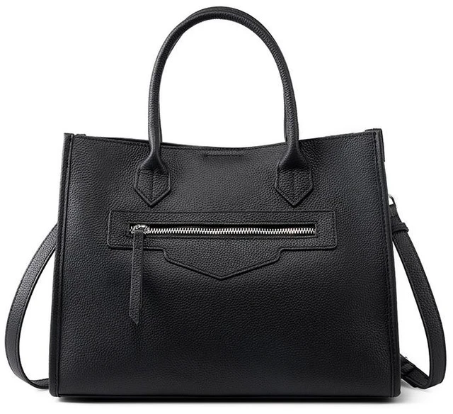 Main image of Genuine Leather Women Crossbody Satchel Handbag Black