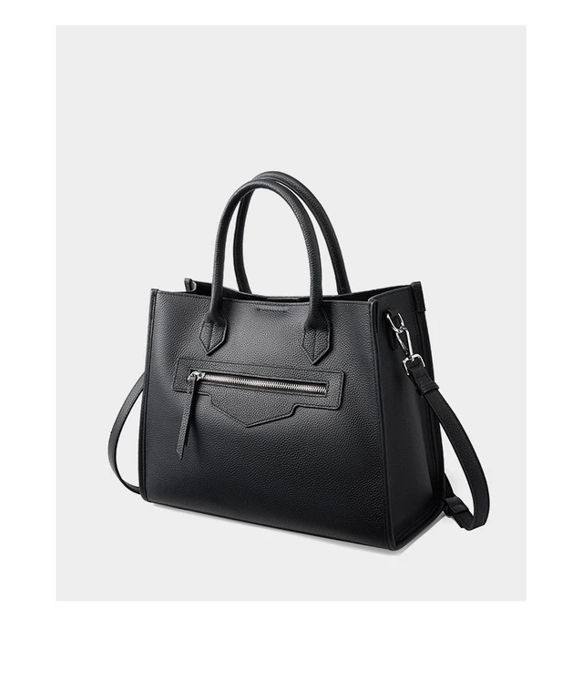 Alt view image 3 of 3 - Genuine Leather Women Crossbody Satchel Handbag Black