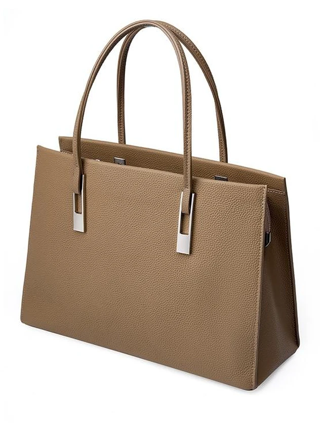 Main image of Genuine Leather Women's Handbag Grey