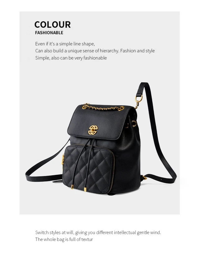 Alt view image 2 of 5 - Genuine Leather Backpack Travel Backpack Black