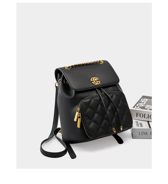 Alt view image 3 of 5 - Genuine Leather Backpack Travel Backpack Black