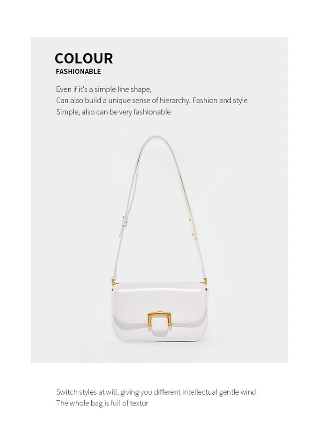 Alt view image 3 of 3 - Genuine Leather Women Shoulder Bag Handbag White