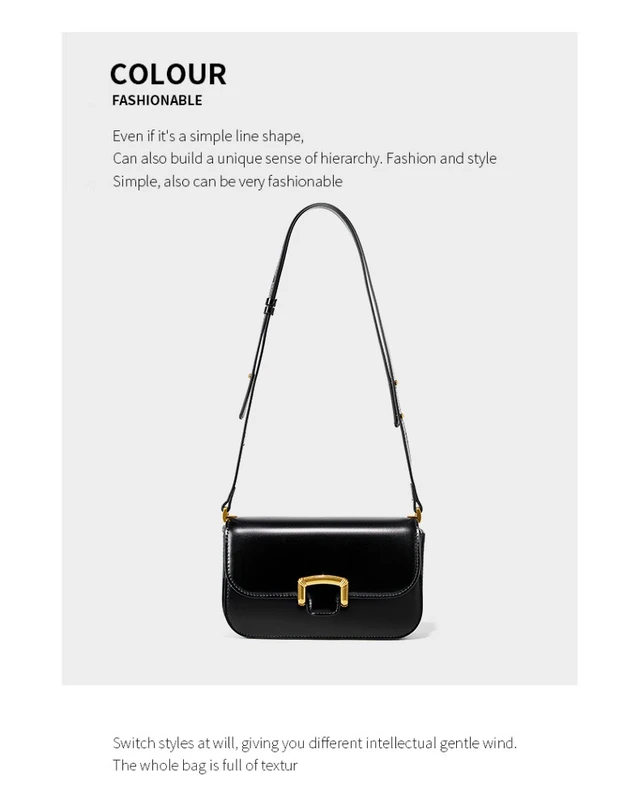 Alt view image 2 of 3 - Genuine Leather Women Shoulder Bag Handbag Black