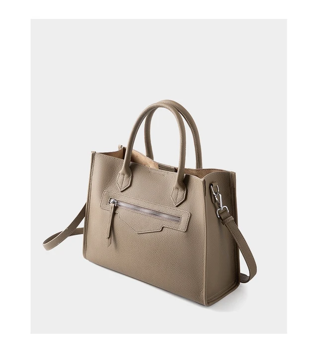 Alt view image 5 of 6 - Genuine Leather Women Crossbody Satchel Handbag Grey
