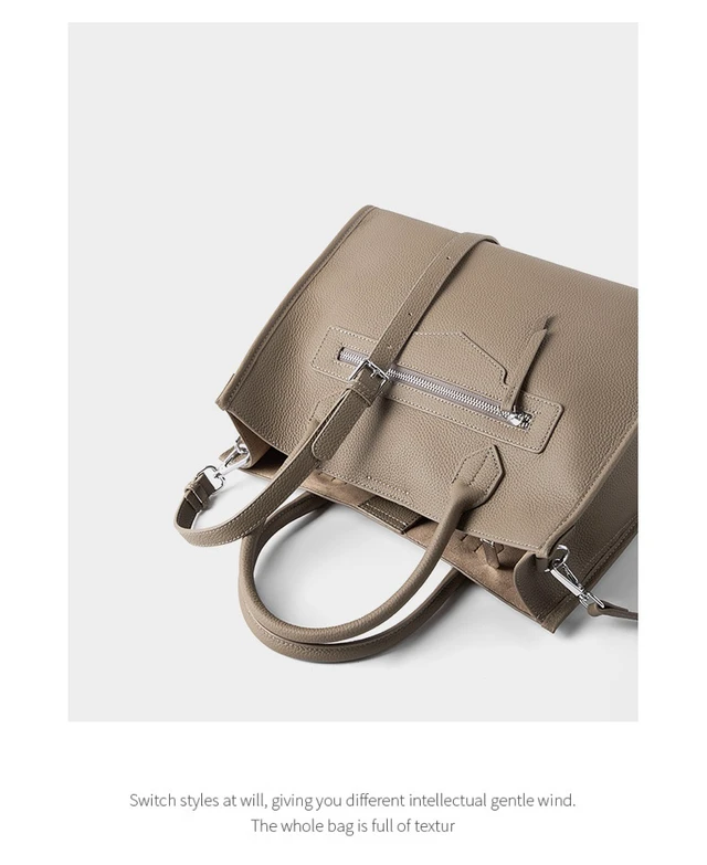 Alt view image 4 of 6 - Genuine Leather Women Crossbody Satchel Handbag Grey