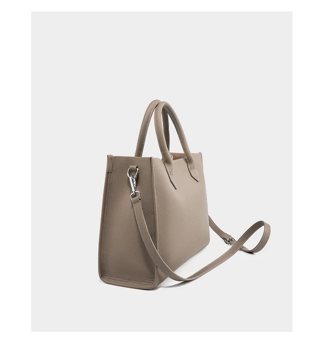 Alt view image 6 of 6 - Genuine Leather Women Crossbody Satchel Handbag Grey