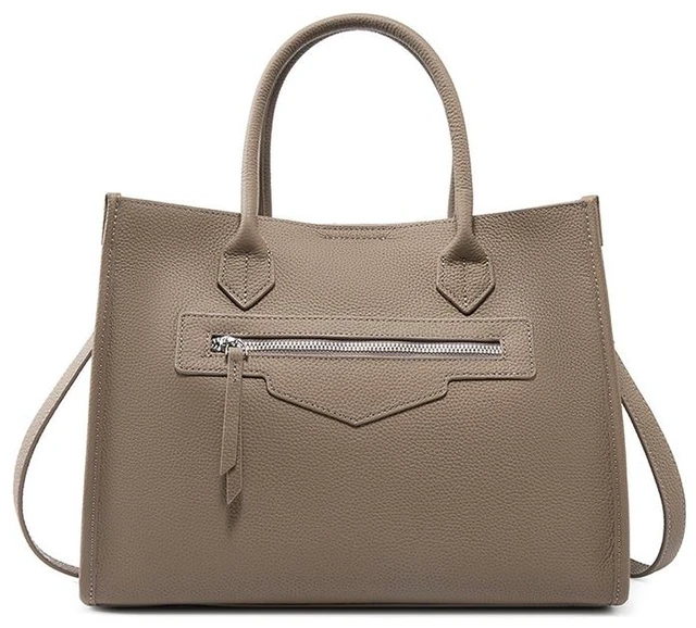 Main image of Genuine Leather Women Crossbody Satchel Handbag Grey