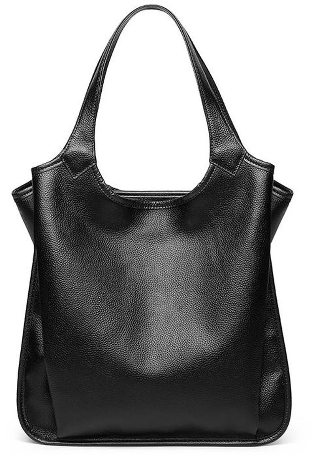Main image of Genuine Leather Women Trendy Handbags Black