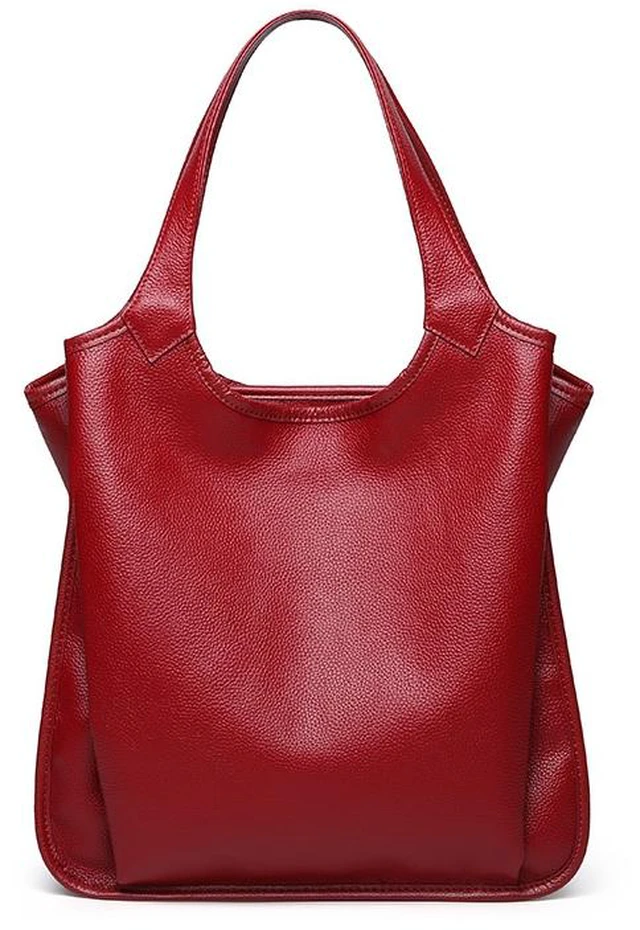 Main image of Genuine Leather Women Trendy Handbags Red