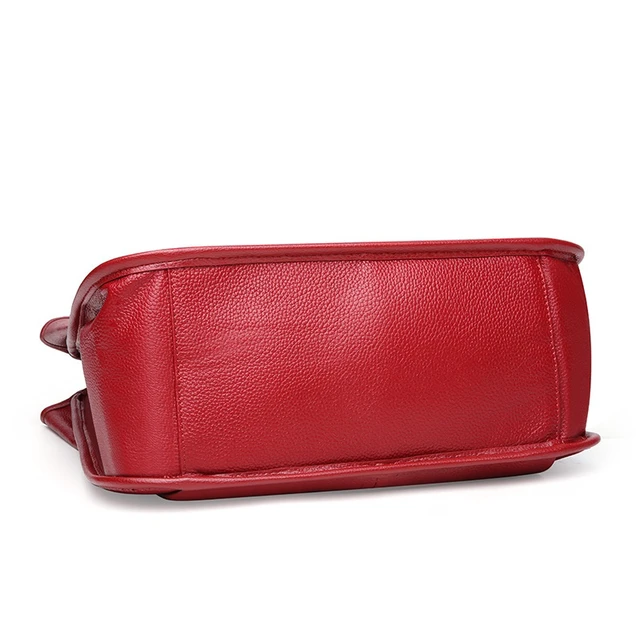 Alt view image 4 of 5 - Genuine Leather Women Trendy Handbags Red