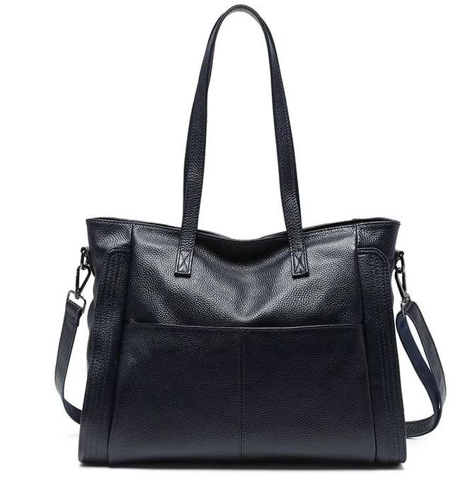 Main image of Genuine Leather Women Trendy Hobo Bag Shoulder Handbag Black