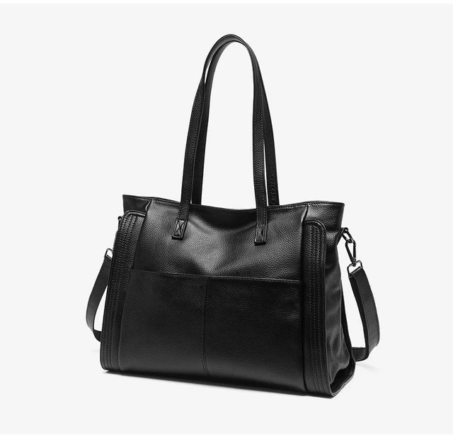 Alt view image 3 of 4 - Genuine Leather Women Trendy Hobo Bag Shoulder Handbag Black