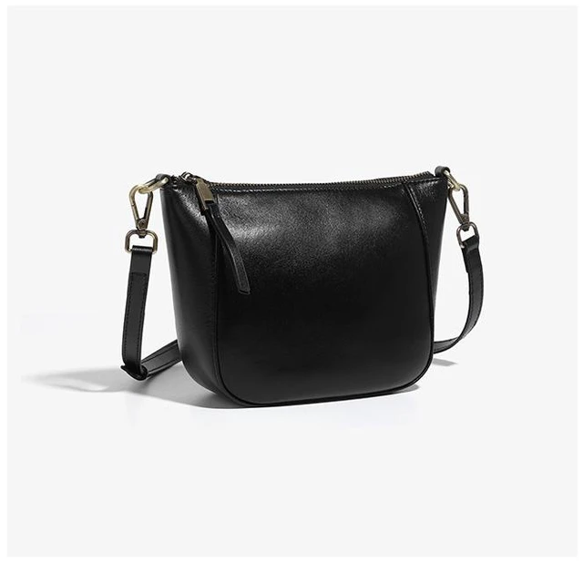 Alt view image 3 of 3 - Genuine Leather Women Crossbody Handbag Chic Tote Bag Black