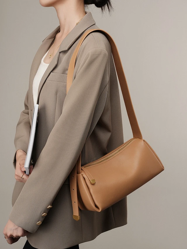 Alt view image 3 of 3 - Genuine Leather Women Small Shoulder Purse Handbag Brown