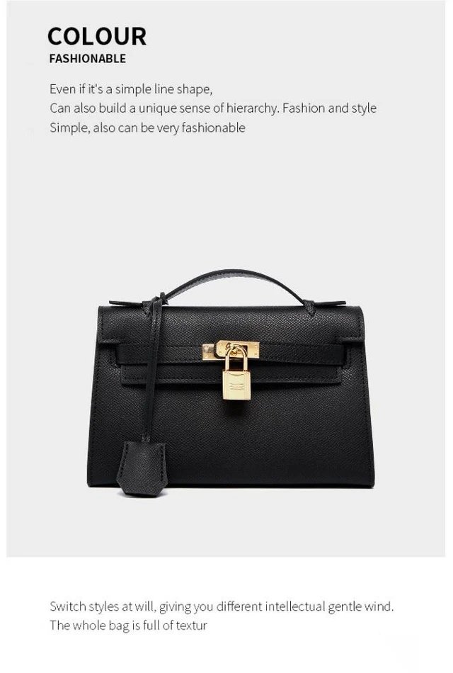 Alt view image 2 of 3 - Genuine Leather Womens Handbags Top-handle Totes Satchel Shoulder Bag Black