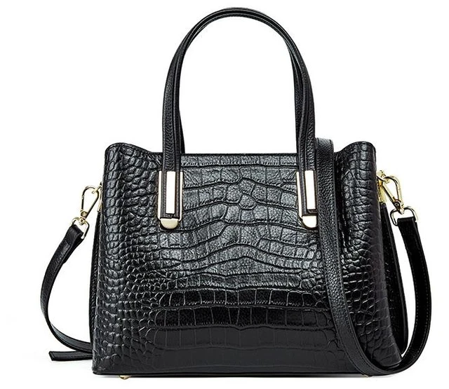 Main image of Genuine Leather Women Shoulder Handbags Tote Bag Black