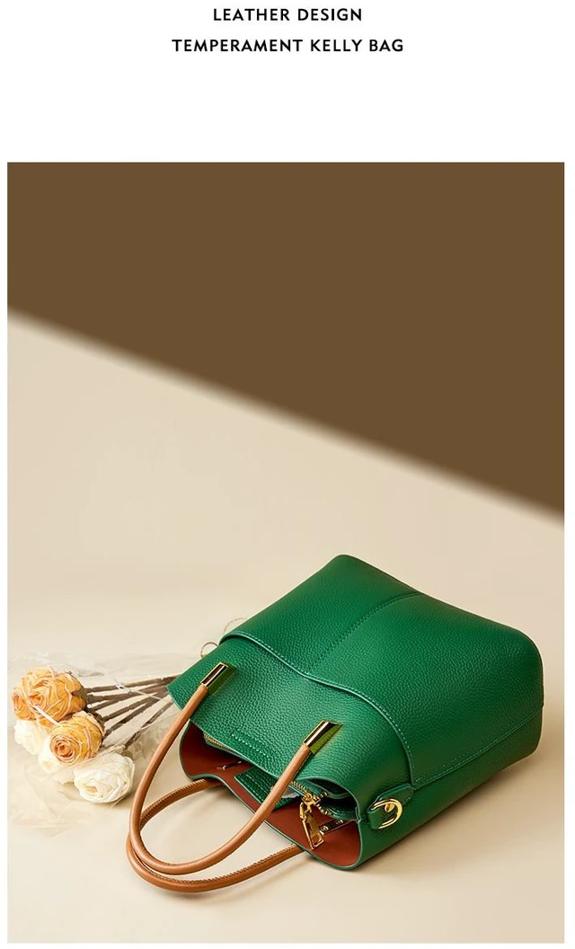 Alt view image 2 of 3 - Genuine Leather Woman Crossbody Purses Handbags Shoulder Bags Green