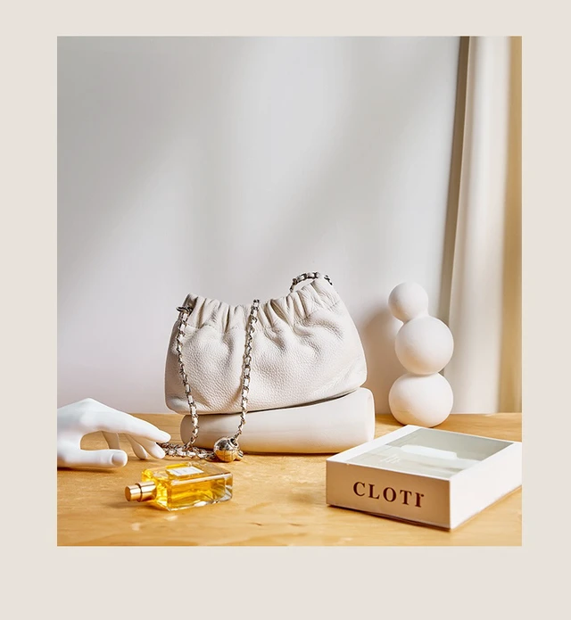 Alt view image 3 of 3 - Genuine Soft Leather Hobo Handbags White