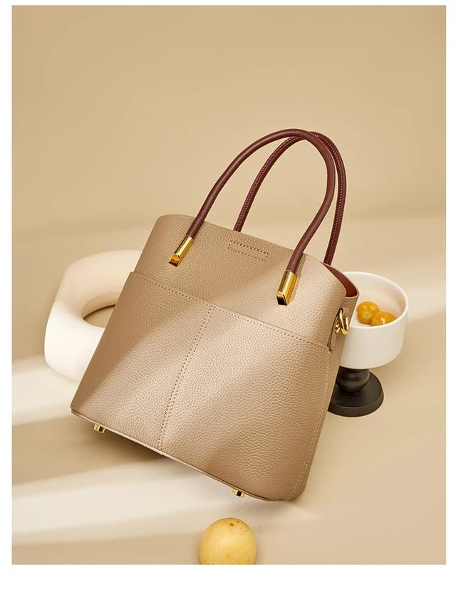 Alt view image 4 of 4 - Genuine Leather Woman Crossbody Purses Handbags Shoulder Bags Grey