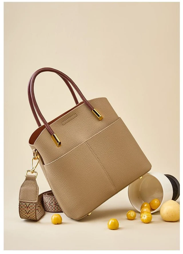 Alt view image 3 of 4 - Genuine Leather Woman Crossbody Purses Handbags Shoulder Bags Grey