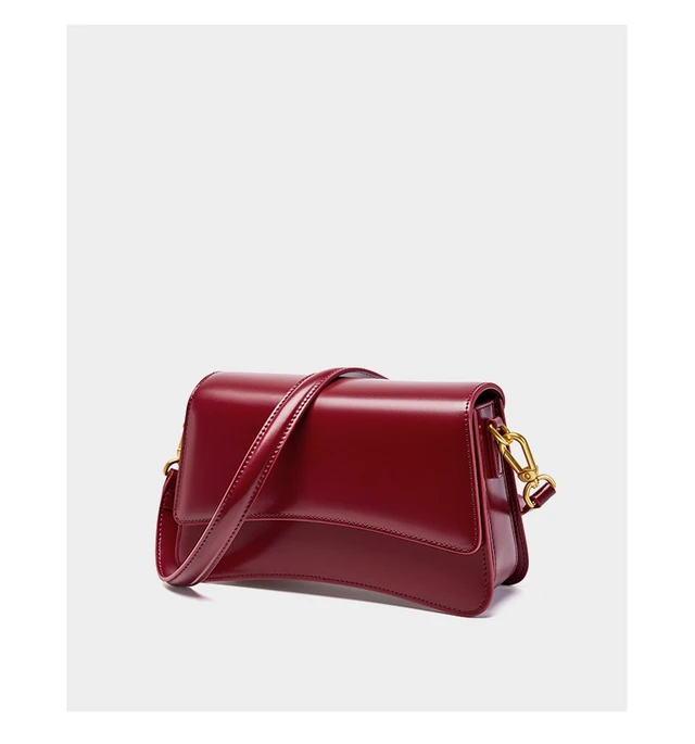 Alt view image 3 of 3 - Genuine Leather Women Crossbody Stachel Shoulder Bags Red