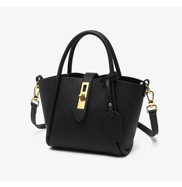 Alt view image 3 of 4 - Genuine Leather Women's Top-handle Bags Black