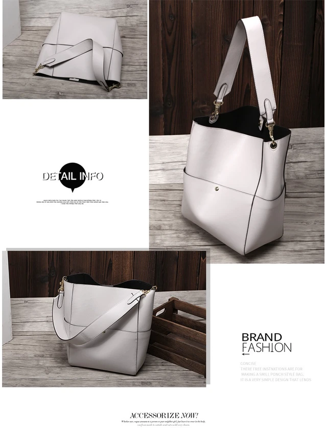 Alt view image 2 of 2 - Women Genuine Leather Designer Tote Bags Purses And Handbags White