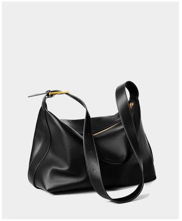 Alt view image 3 of 4 - Genuine Leather Classic Crossbody Purses for Lady Handbag Black