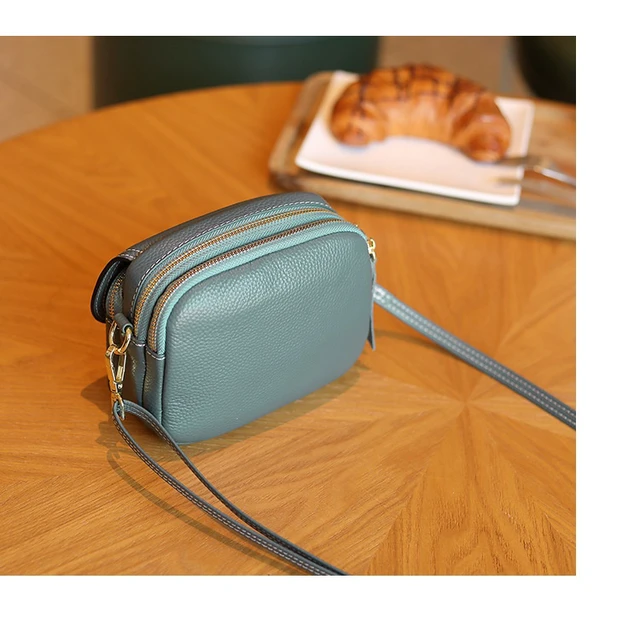 Alt view image 3 of 3 - Genuine Leather Women Small Crossbody Bags Hobo Purses Blue