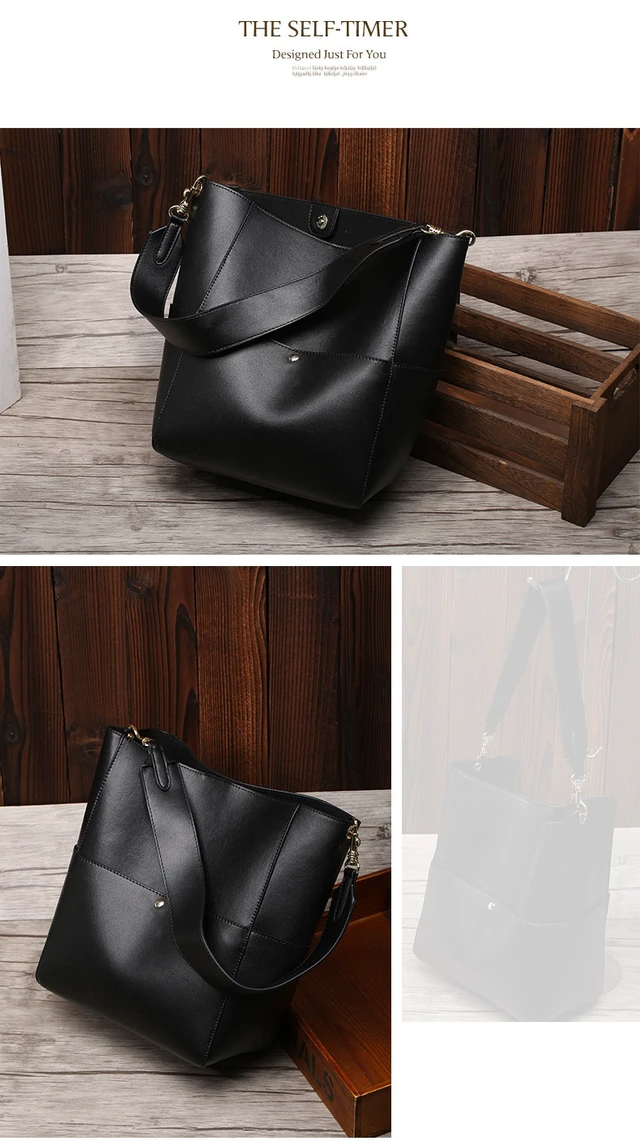 Alt view image 2 of 2 - Women Genuine Leather Designer Tote Bags Purses And Handbags Black