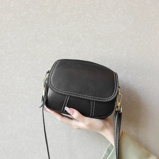 Main image of Genuine Leather Women Small Crossbody Bags Hobo Purses Black