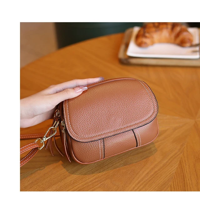 Alt view image 3 of 3 - Genuine Leather Women Small Crossbody Bags Hobo Purses Brown