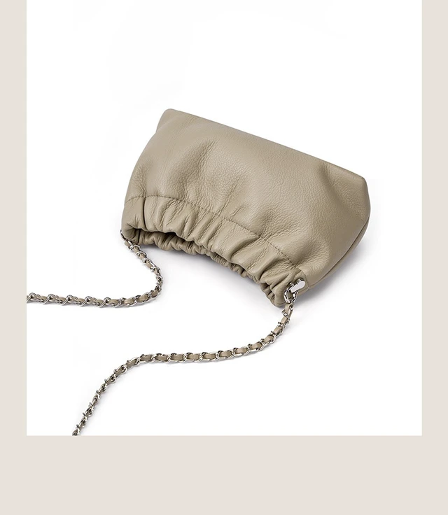 Alt view image 3 of 3 - Genuine Soft Leather Hobo Handbags Grey