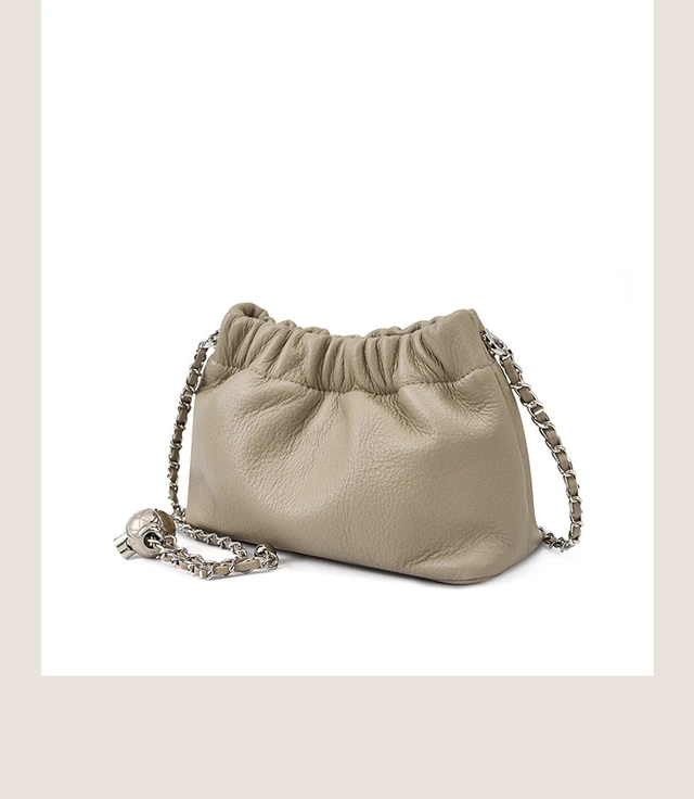 Alt view image 2 of 3 - Genuine Soft Leather Hobo Handbags Grey