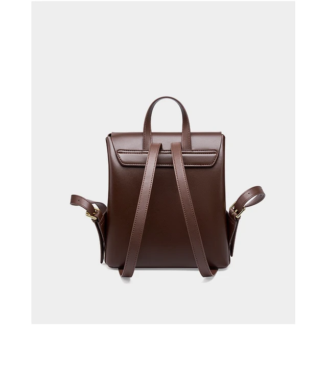 Alt view image 3 of 3 - Genuine Leather Backpack Travel Backpack Brown