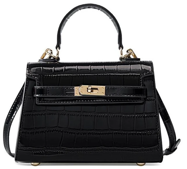 Main image of Genuine Leather Crossbody Bags Shoulder Purse Handbag for Women Black