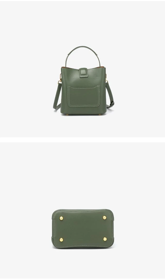 Alt view image 3 of 3 - Genuine Leather Women Satchel Bags Handle Shoulder Handbags Green